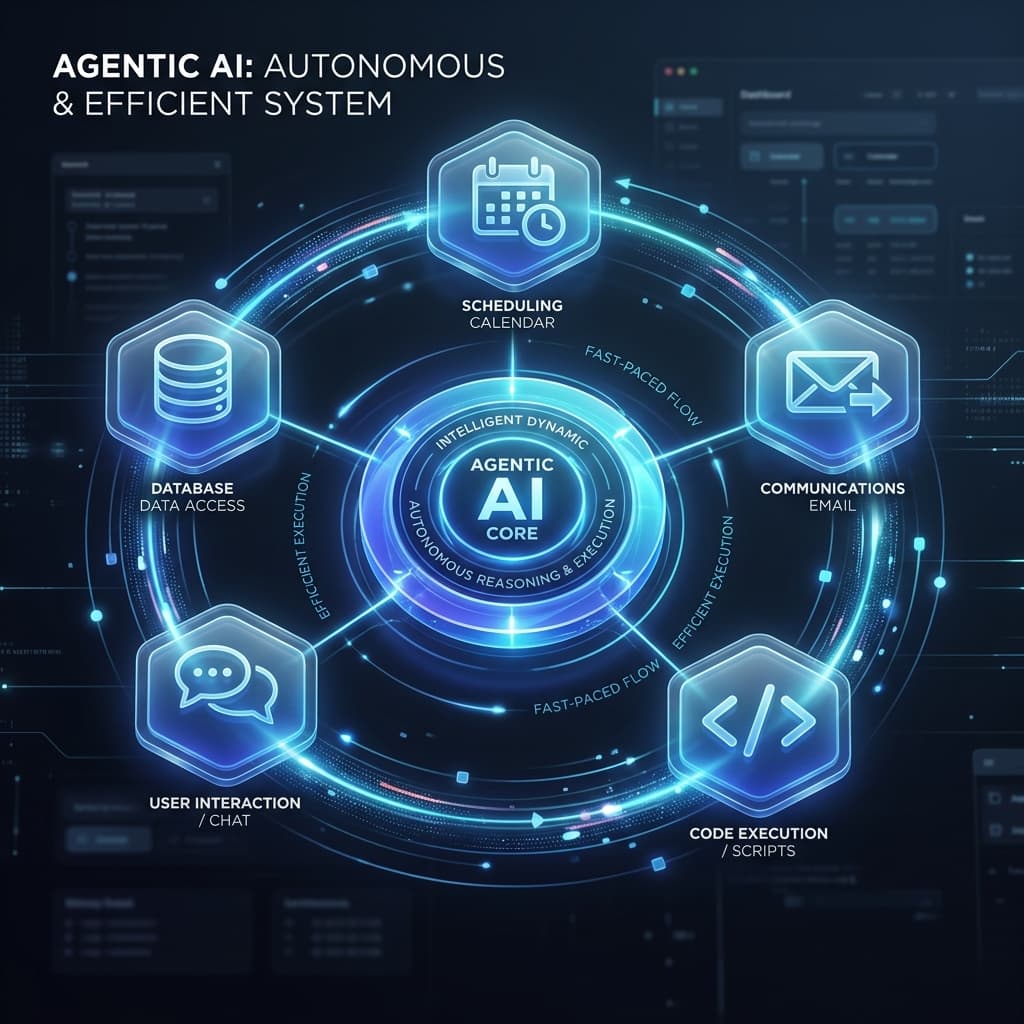 Detailed diagram showing the loop of Perception, Planning, and Execution in an Agentic AI system